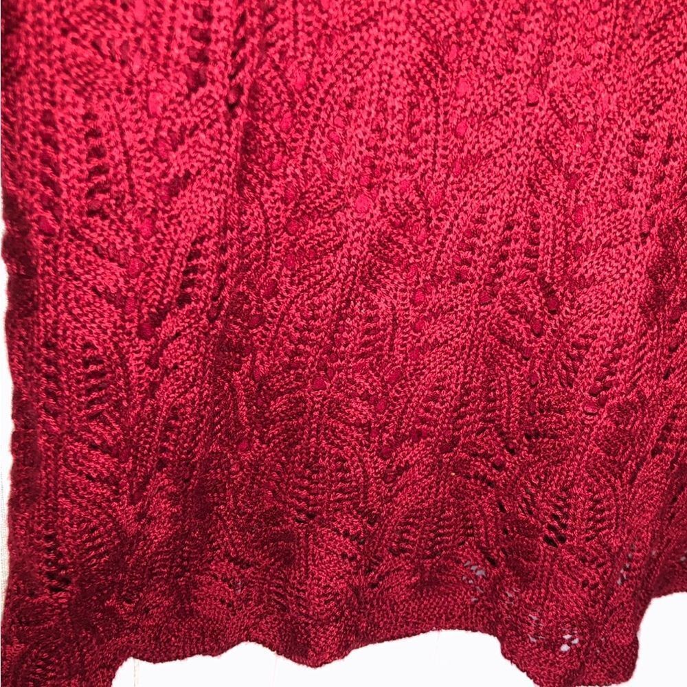 CATO Red Crochet Lined Red Long Sleeves Sweater. Large - Picture 5 of 5
